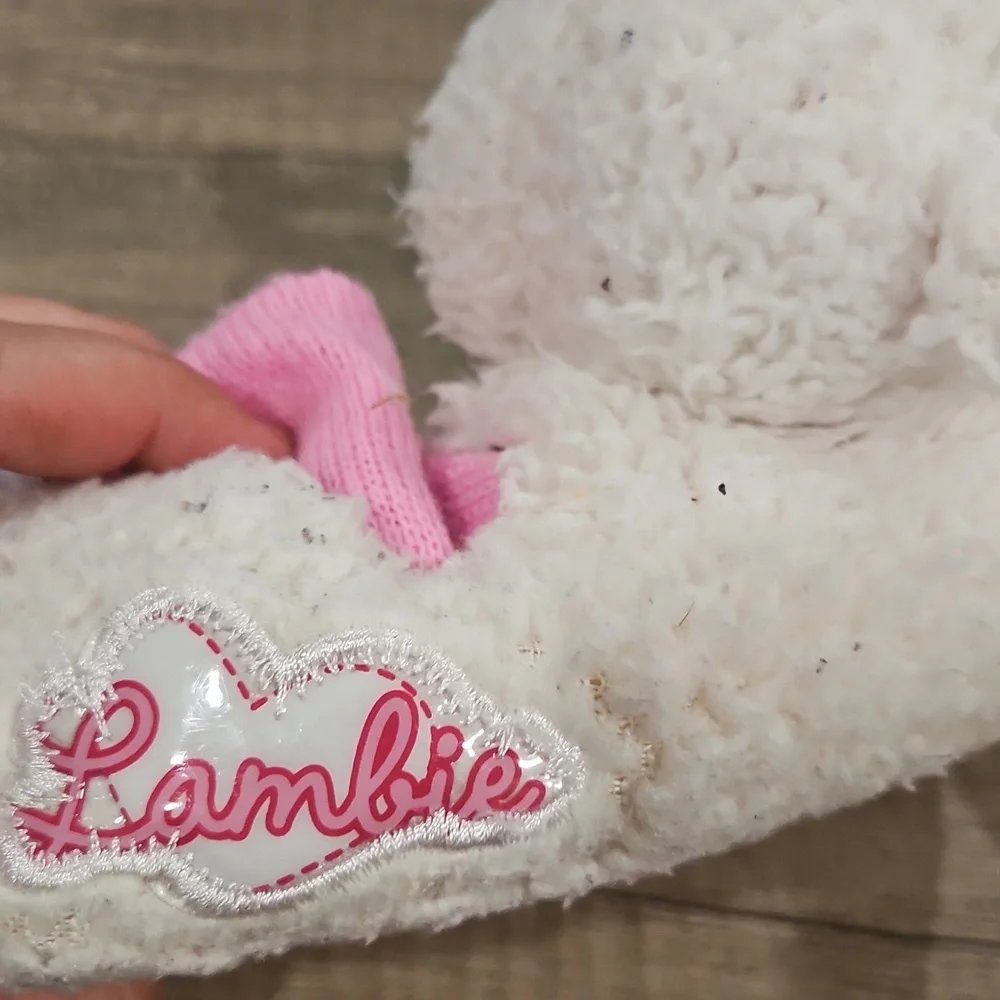 Disney DOC McStuffins Pink & White Plush Slippers kids size 5/6